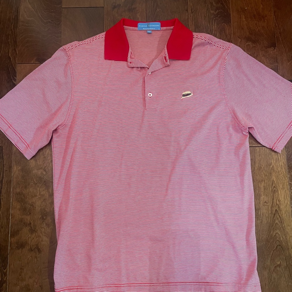 Fairway & Greene Red Striped Polo Shirt